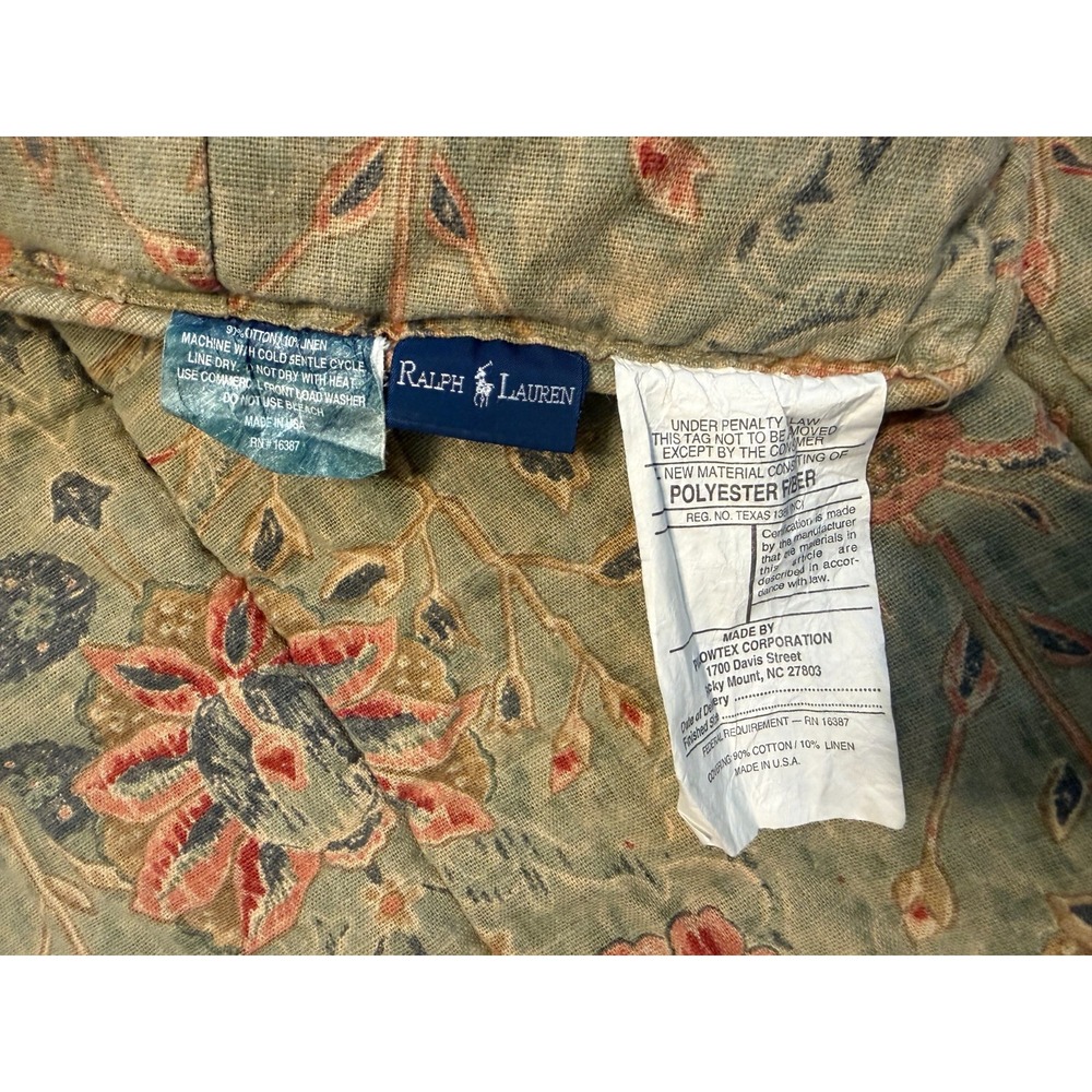 Vintage Ralph Lauren Isabella Twin Size Comforter Sage Floral Cotton Linen USA - Picture 6 of 6